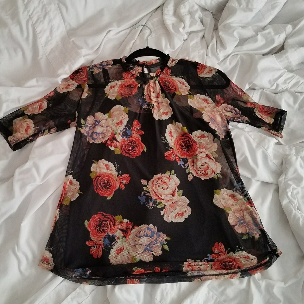 Mesh floral shirt